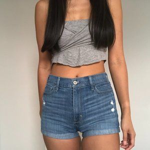 Denim blue semi-high waisted shorts Hollister